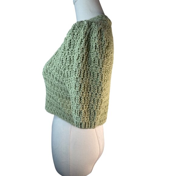 2/$30 ZARA Green Cropped Knit Cardigan S Cotton & Polyamide - Picture 7 of 13